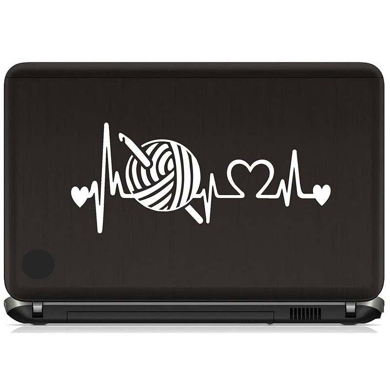 Crochet Hook Yarn Heartbeat Decal Sticker for Car Window BG