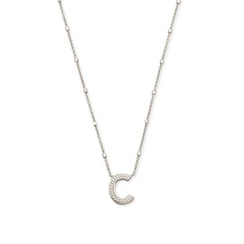 Kendra Scott Letter C Pendant Necklace for Women, Fashion Jewelry, Rhodium-Plated Brass, Rhodium Metal, Letter C