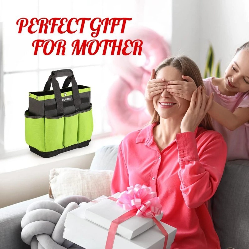 WORKPRO 8 Pockets Garden Tool Bag Waterproof Plastic Base for