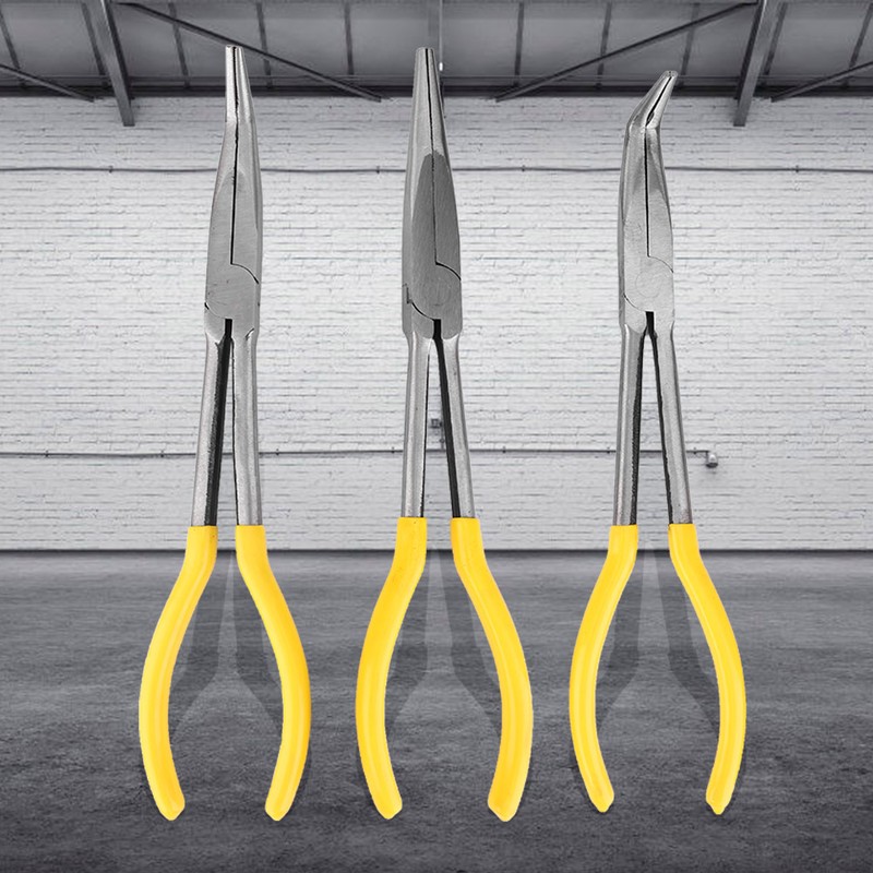 3 Pcs Mechanical Pliers 11in Long 45° 90° Bending Tip