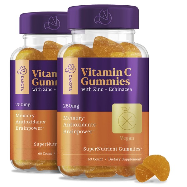 Vitamin C Gummies with Zinc Echinacea for Adults Kids Chewable VIT C Immune Support Supplement, Gummy Alternative to Tablets, Powder, Drops, Pills, Capsules (2 Pack)