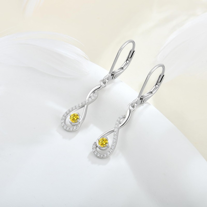 FATACI Women Earrings, 925 Sterling Silver 5A Cubic Zirconia Infinity