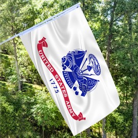 US Army Military Flag 3x5 Outdoor Double Sided White United States Army Flag for Outside Heavy Duty 100% Polyester Fiber Bright Color with Durable Canvas Header and 2 Non Fading Brass Grommets