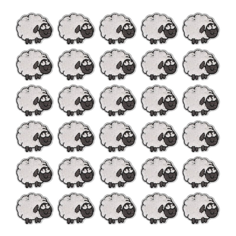 30pcs Cloth Patches Embroidered Iron On Sew On Sheep Shape