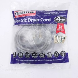 Certified Appliance 4' Certified Appliance 90-1010QC 3-Wire Quick-Connect 30-Amp Dryer Cord