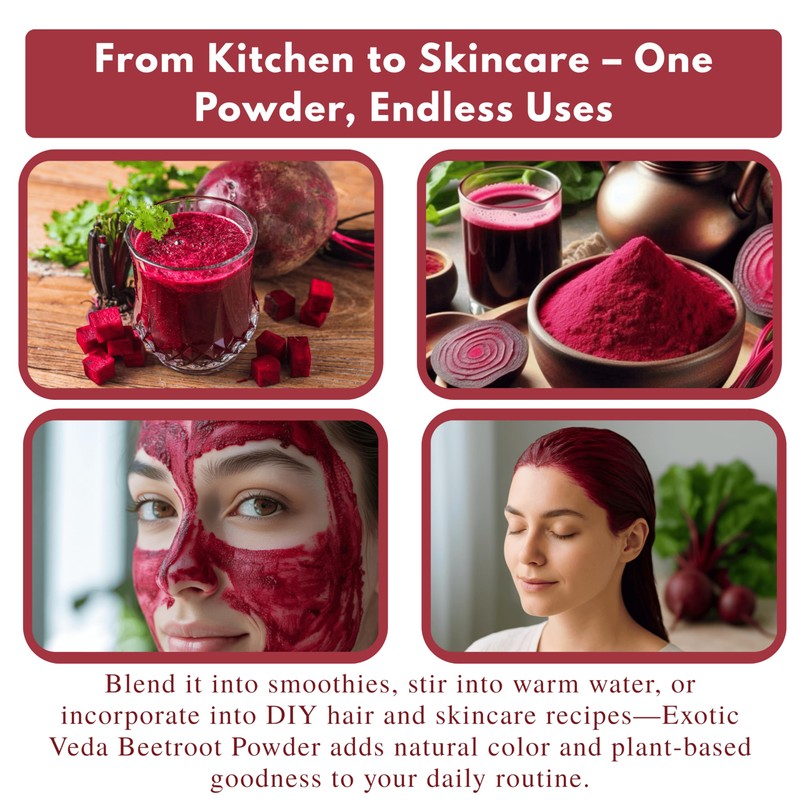 EXOTIC VEDA Organic Beetroot Powder 100g(3.53oz) | 100%Pure Beet Root