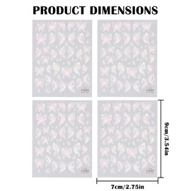 4 Blätter Schmetterling Nagelkunst Sticker Aufkleber, Rosa Schmetterling Nagelkunst Sticker, Schmetterlings 5D Geprägte Nagelaufkleber für Frauen und Mädchen DIY Nageldekorationen