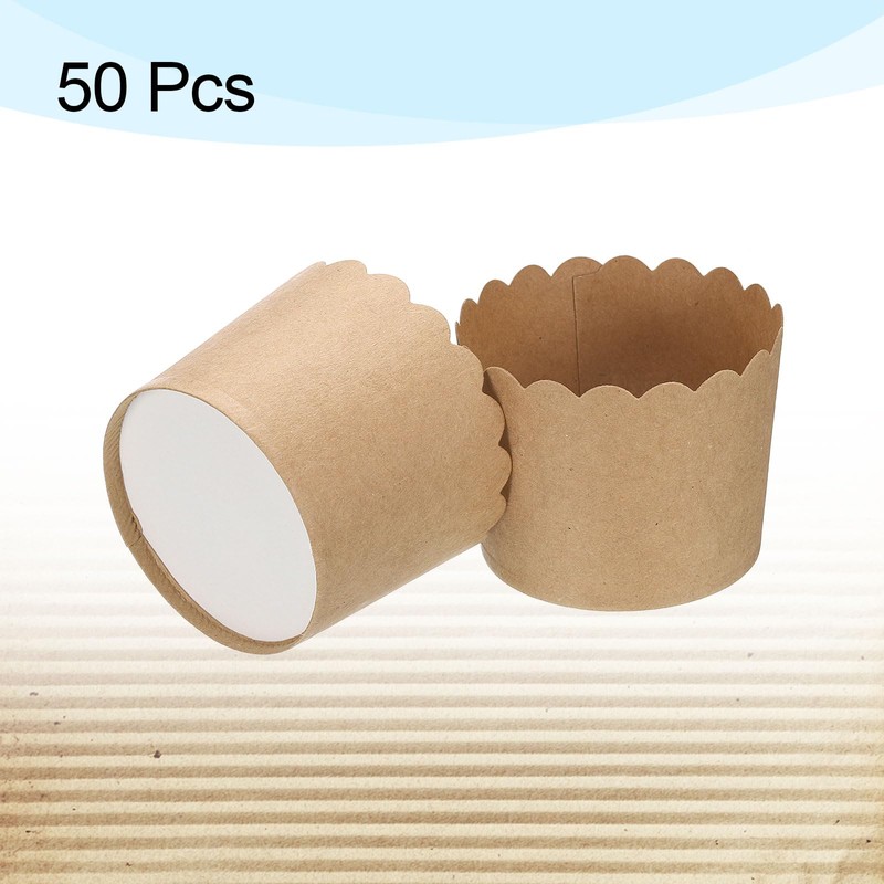 sourcing map 50Pcs Paper Baking Cups 6oz Brown Kraft Paper