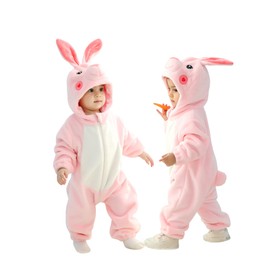 TONWHAR Kids' And Toddlers' Infant Tiger Dinosaur Animal Fancy Dress Costume Outfit Hooded Romper Jumpsuit (1-3 Months/Height:20"-23",Rabbit)