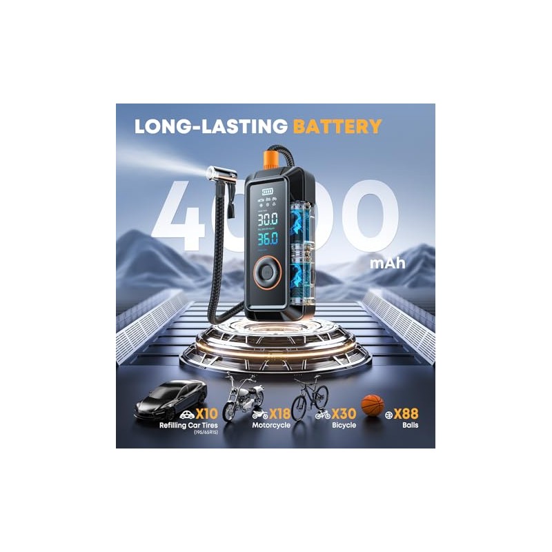 Portable Tire Inflator with Digital Pressure Gauge