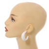 White Acrylic Half Hoop Earrings - 40mm D