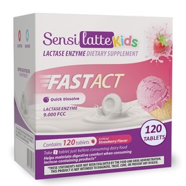 SENSI LATTE Lactase Enzyme 120 Tablets Strawberry - 9.000 FCC - Sensilatte – Quick Dissolution – Helps with Digestive Comfort – Prati Donaduzzi