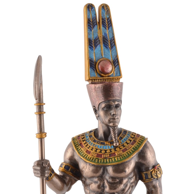 Egyptian God Amun-Re with Rod - Bronzed and Coloured by
