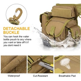 Flintronic Tactical Leg Bag, Drop Leg Bag, Multi-Purpose Waterproof Outdoor Military Leg Bag, Waist Bag with Water Bottle Bag, for Hiking, Travel, Motorcycling, Camping, Fishing, Khaki/Black, #2 Khaki