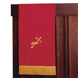Murphy Robes Scarves-Reversible Lectern Banner Sanctuary Pulpit Scarf, 17 x 36-Inch, Red/White-Slanting Cross & Crown/Latin Cross