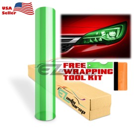 EZAUTO WRAP Free Tool Kit 12"x120" (1FT x 10FT) Glossy Emerald Green Headlight Taillight Fog Light Side Marker Vinyl Tint Film Self Adhesive