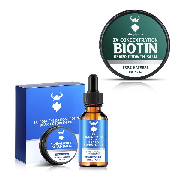MistySprite Beard Growth Oil with 2X Concentration Biotin for Men
