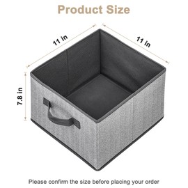 EITMOW 11 inch Storage Baskets, Woven Fabric Bins, Storage Cubes with Reinforced Handles, Organizer Bins for Closet Shelves, Foldable, for Clothes (Gray, 4PCS/11*11*7.8inch)