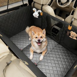 Bark Lover Waterproof Dog Car Seat Cover for Back Seat – Heavy Duty Back Seat Extender for Dogs with Hard Bottom, 7-Layer Protection, Non-Slip & Scratchproof, Easy to Install (Black)