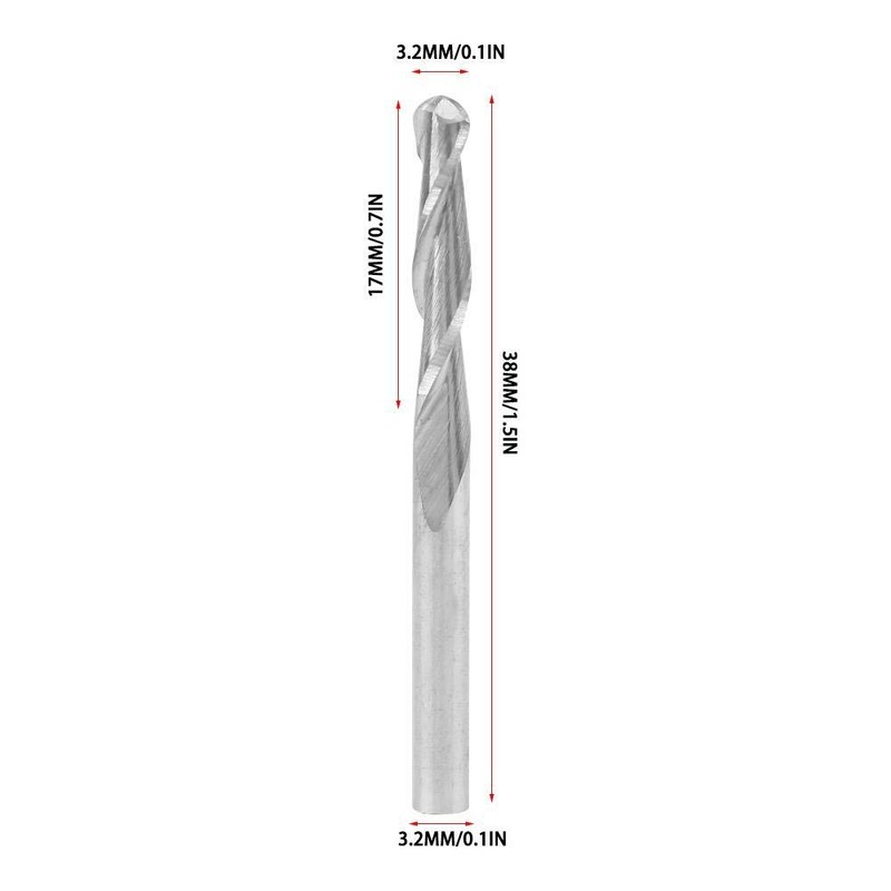 Ball Head Milling Cutter Double Flutes Carbide CNC Bits for