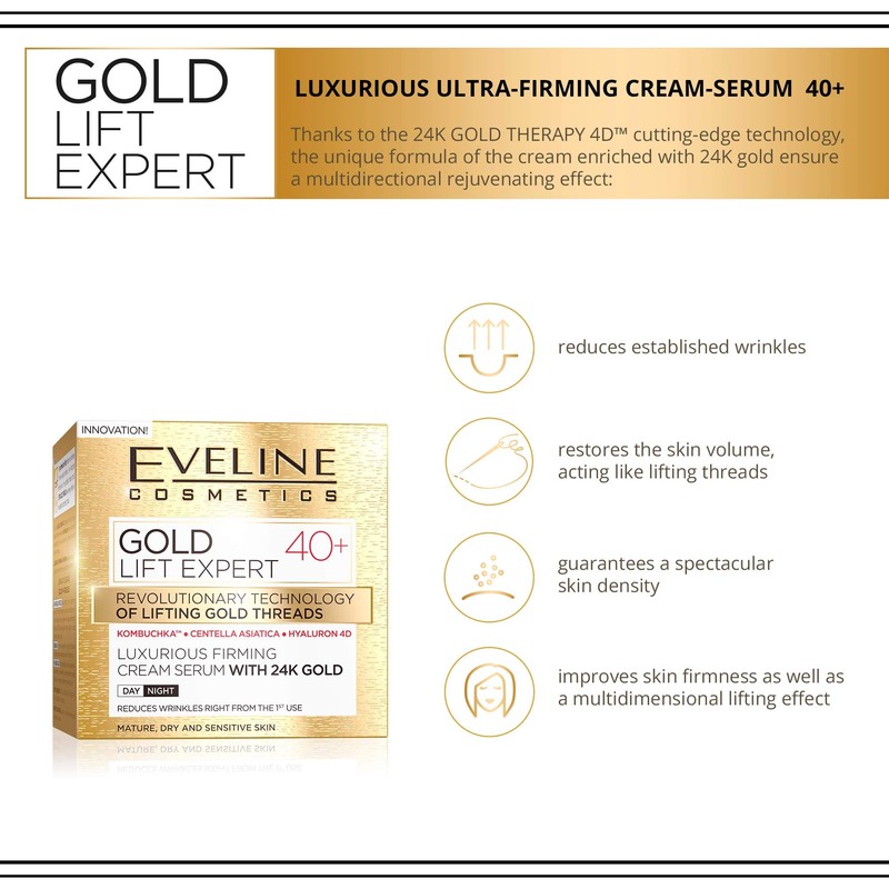 EVELINE COSMETICS GOLD LIFT EXPERT 40+ FACE FIRMING CREAM SERUM