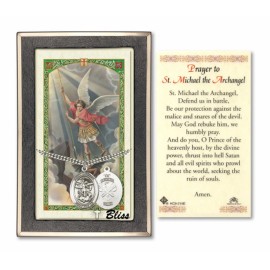 Bliss Sterling Silver Saint Michael/Nat'l Guard Medal Pendant Necklace 24" PrayerCard