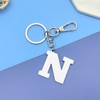 Silver Letter N Keychain Monogram Gift for Women Men Initial