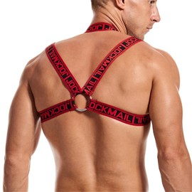JOCKMAIL Men's Fitness Crop Top Body Chest Sports Shoulder Straps Muscle Exercise Tops Harness Shoulder Bandage, red