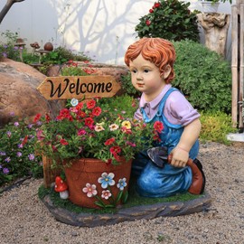 UNOIRNM Unique Yard Statue Planter Stands - Unique Yard Decoration, Interesting Law Outdoor Ornament, Art Gifts, Large Statue Flowerpot