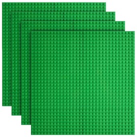 Etarnfly 4 Pack Classic Base Plates,25.5 x 25.5 cm Building Board Baseplates 100% Compatible with All Major Brands,Green