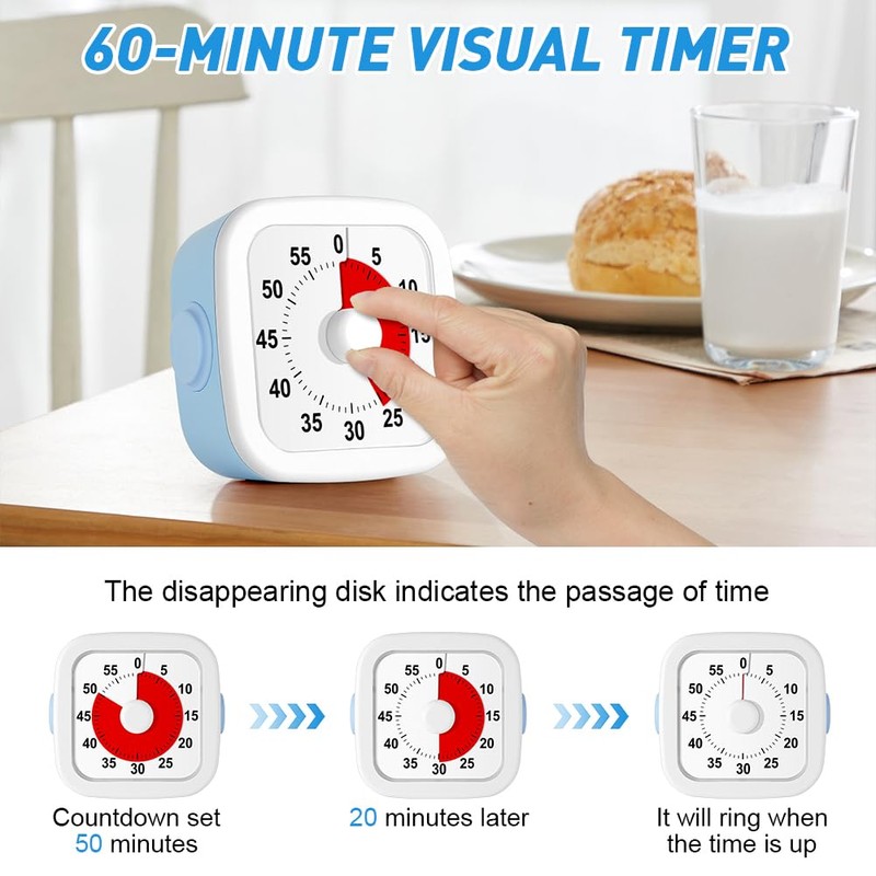 HOTUT 60 Minute Visual Timer for Kids,Visual Countdown Timer Clock