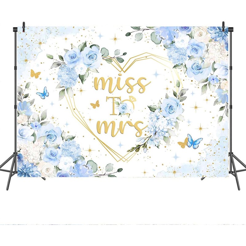 Mocsicka Miss to Mrs Bridal Shower Backdrop Boho Something Blue