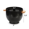 Dicunoy Metal Colander with Wood Handle, Black Deep Metal Strainers
