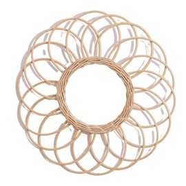 Wall Hanging Mirror Rustic Rattan Makeup Mirror for Bathroom Dressing Room