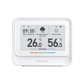 INKBIRD Indoor Temperature and Humidity Monitor 8-in-1 IBS-TH5-WIFI, Home Weather Station with Large Electronic Ink Display, Free App, Smart Alarms, Indoor Air Quality Monitor, 2-Year Data Cloud Save