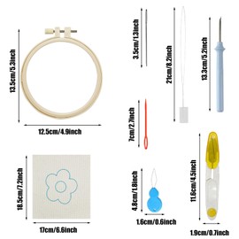 Allazone - Juego de posavasos con agujas de perforación, 6 kits de agujas de bordar, kit de bordado con hilos de fieltro, herramientas de aro para manualidades