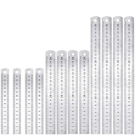 Stainless Steel Ruler, Metal Ruler, Steel Ruler, Edge Measuring Tool, Stainless Steel Ruler, Precision Stainless Steel Ruler Set, Metal Ruler for Engineering, Teaching and Office Drawings, 15 cm/20