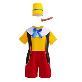 Lito Angels Pinocchio Fancy Dress Up Costume Party Outfit Set with Hat and Nose for Kids Boys Age 2-3 Years