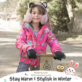 Rahhint Wool Kids Gloves for Boys Girls Winter Thermal Double Knit Gloves with Insulated Fleece Lined Keep Hand Warm Children Toddler Gift 3-15 Years