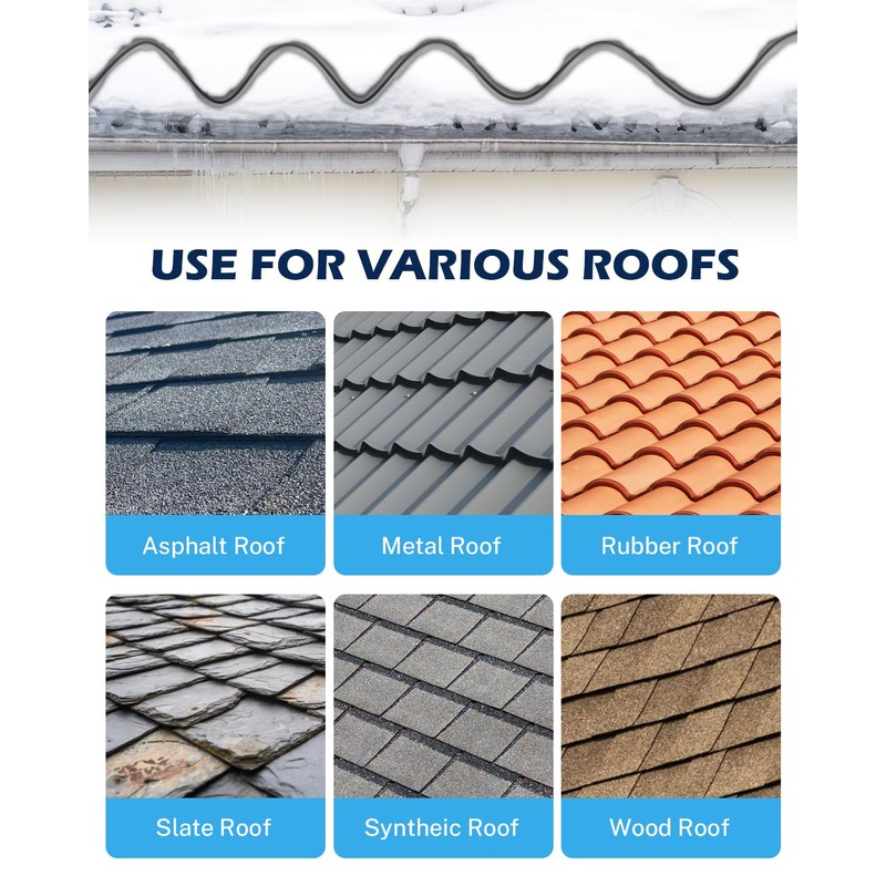 Oak Leaf 120Ft Heat Tape for Water Pipes, Self-Regulating Roof