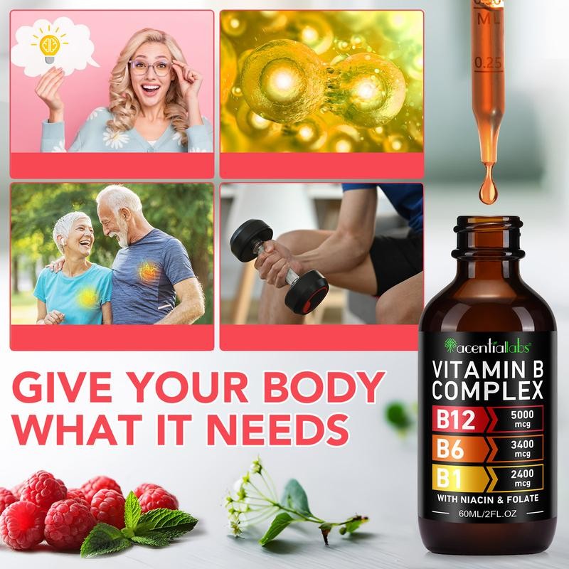 Acentiallabs Vitamin B-Complex with B12, B6, B1, Niacin, and Folat