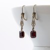 Art Deco, Art Nouveau style Earrings with Siam Ruby Red