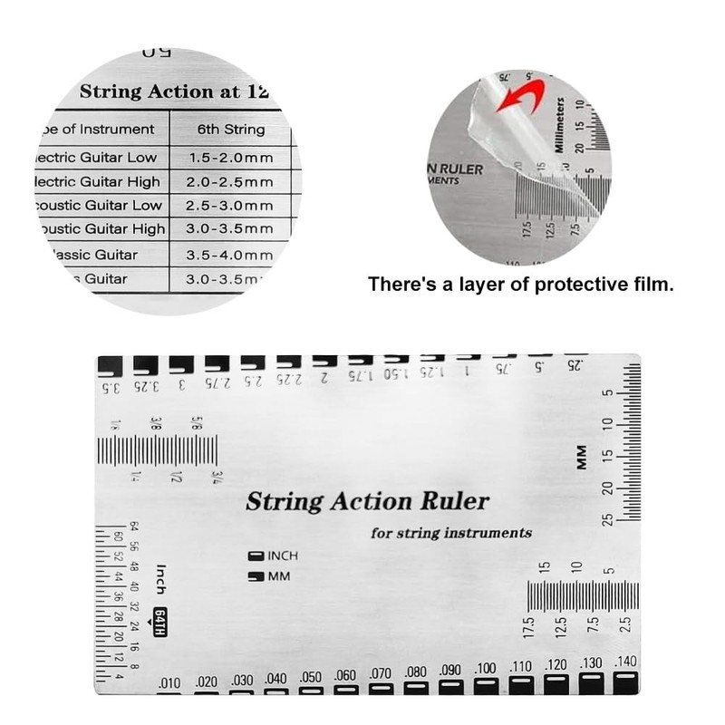 Guitar String Action Gauge Ruler Tool - 9 Understring Radius