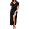 Simplee Women's Floral Velvet Maxi Dress V Neck Short Sleeve