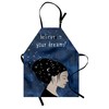 Ambesonne Wording Apron, Portrait of Woman with Dark Hair and