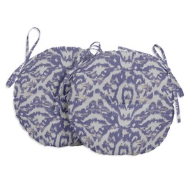 Vargottam Indoor/Outdoor Round Bistro Chair Cushions Block Print 15-Inch Bistro Chair Pads Waterproof Seat Chair Cushion For Home/Office- Set Of 2 (Bluish Violet)