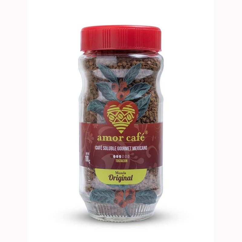 Amor Café Soluble Gourmet Mezcla Original, Café Instantáneo Premium, tostado