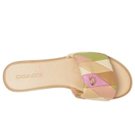 Coach Women's Quilted Patch Holly Sandal Flat, Honey Brown/Multi, 6