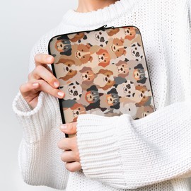 kwmobile Tablet Case Compatible with 13 Inch Tablet – Universal Neoprene Case Cover – Protective Sleeve in White, Light Brown, Grey, Many Dogs