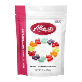 Albanese World's Best Mini Gummi Butterflies | 9oz of Candy | Gluten Free, Fat Free, Soft and Chewy Gummy Rings | Perfect for Parties, Baking with Kids, and On The Go Snacking